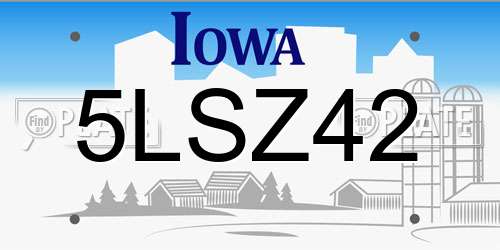 5LSZ42 Iowa License Plate