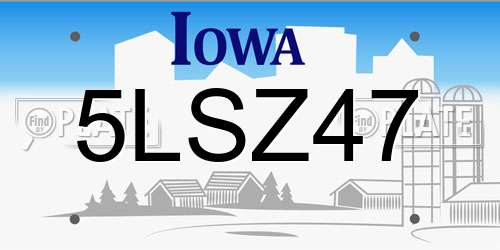 5LSZ47 Iowa License Plate
