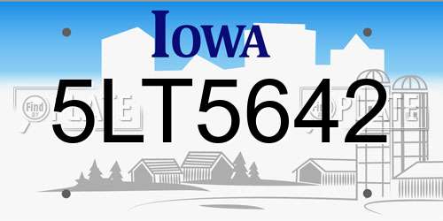 5LT5642 Iowa License Plate