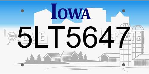 5LT5647 Iowa License Plate