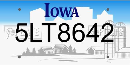5LT8642 Iowa License Plate