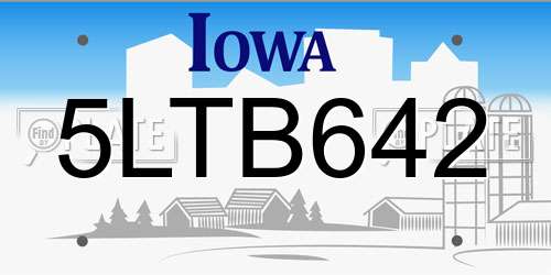 5LTB642 Iowa License Plate