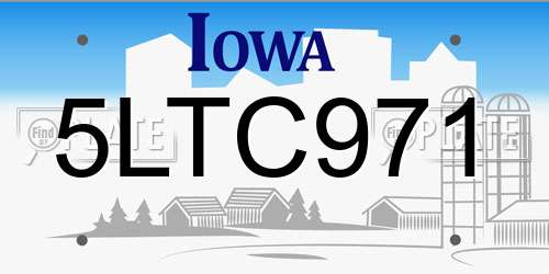 5LTC971 Iowa License Plate