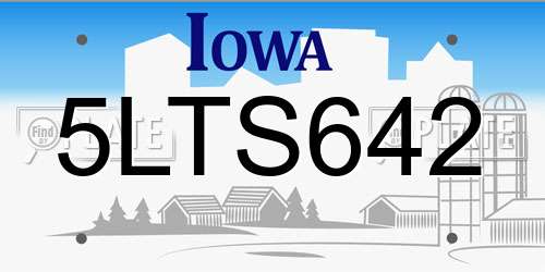 5LTS642 Iowa License Plate
