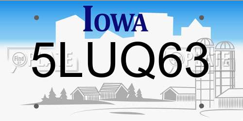 5LUQ63 Iowa License Plate