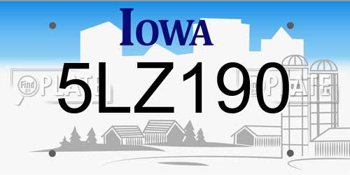 5LZ190 Iowa License Plate