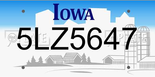 5LZ5647 Iowa License Plate