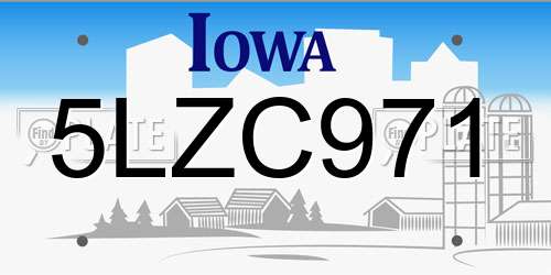 5LZC971 Iowa License Plate