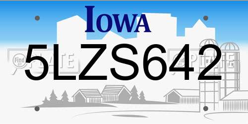 5LZS642 Iowa License Plate