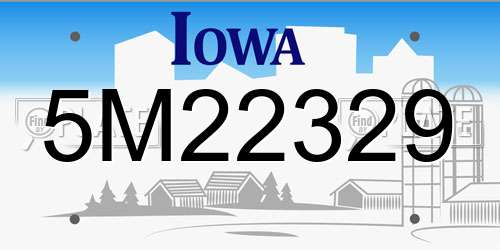 5M22329 Iowa License Plate