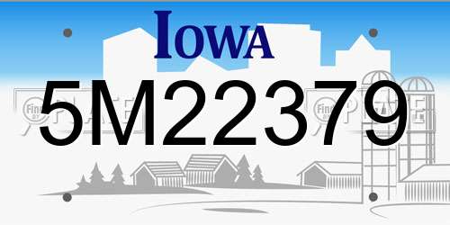 5M22379 Iowa License Plate
