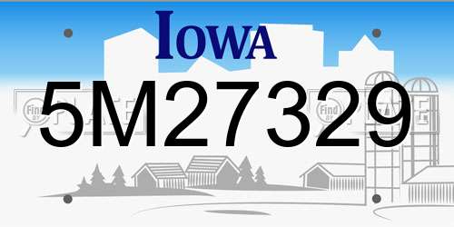 5M27329 Iowa License Plate