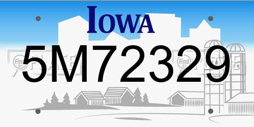 5M72329 Iowa License Plate