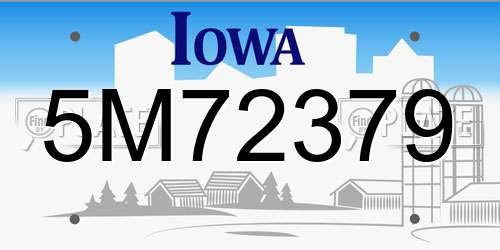 5M72379 Iowa License Plate