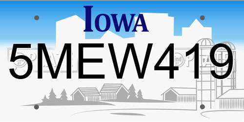 5MEW419 Iowa License Plate