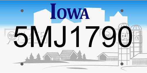 5MJ1790 Iowa License Plate