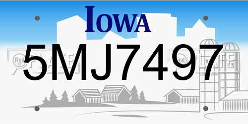 5MJ7497 Iowa License Plate