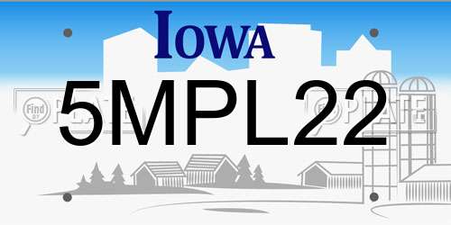 5MPL22 Iowa License Plate