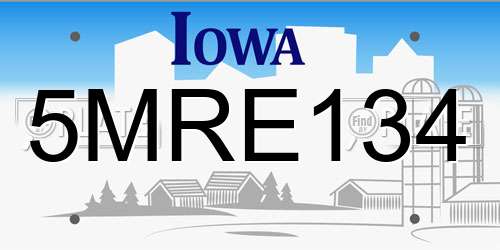 5MRE134 Iowa License Plate