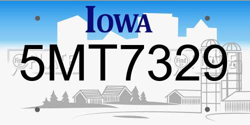 5MT7329 Iowa License Plate