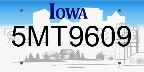 5MT9609 Iowa License Plate
