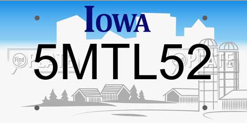 5MTL52 Iowa License Plate