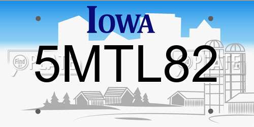 5MTL82 Iowa License Plate