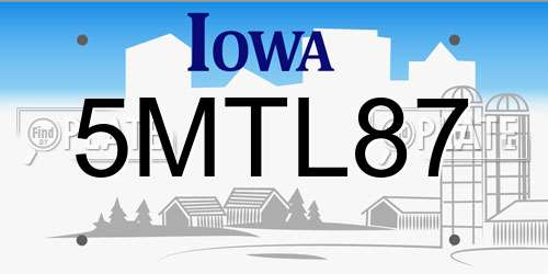 5MTL87 Iowa License Plate