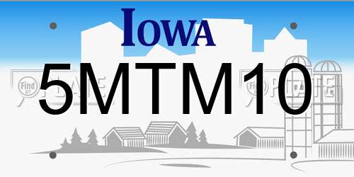 5MTM10 Iowa License Plate