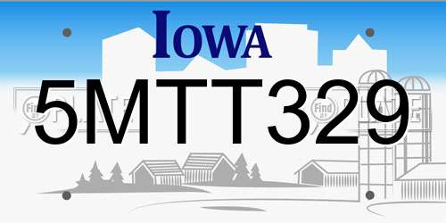 5MTT329 Iowa License Plate