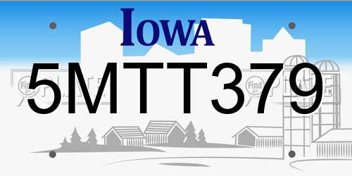 5MTT379 Iowa License Plate