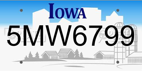 5MW6799 Iowa License Plate