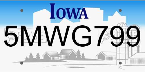 5MWG799 Iowa License Plate