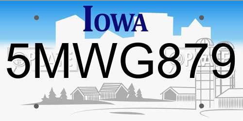 5MWG879 Iowa License Plate