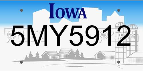 5MY5912 Iowa License Plate