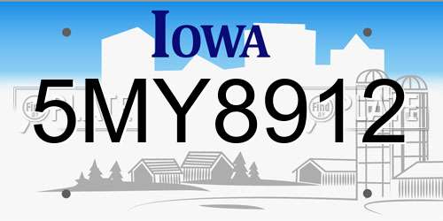 5MY8912 Iowa License Plate