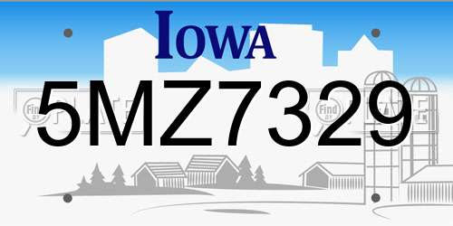 5MZ7329 Iowa License Plate