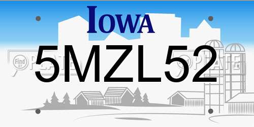 5MZL52 Iowa License Plate