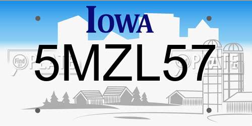 5MZL57 Iowa License Plate