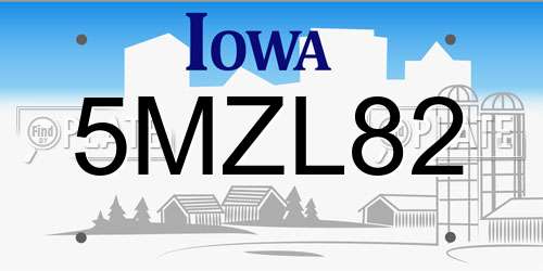 5MZL82 Iowa License Plate