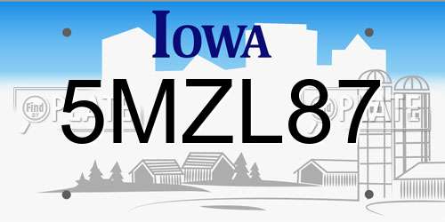 5MZL87 Iowa License Plate