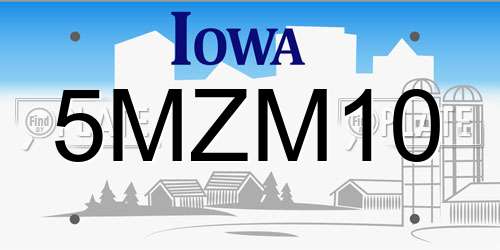 5MZM10 Iowa License Plate
