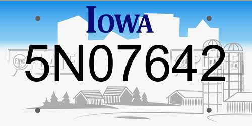 5N07642 Iowa License Plate