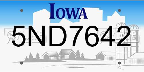 5ND7642 Iowa License Plate