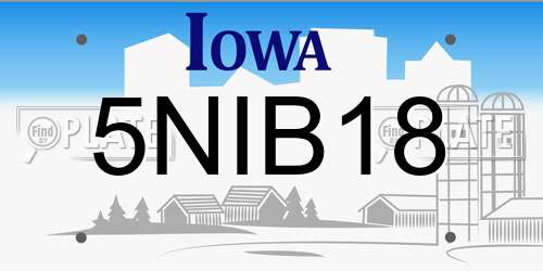 5NIB18 Iowa License Plate