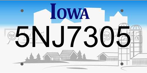 5NJ7305 Iowa License Plate