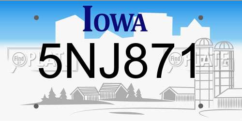 5NJ871 Iowa License Plate