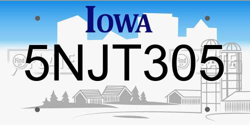 5NJT305 Iowa License Plate