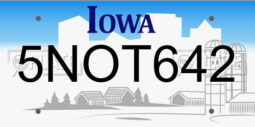 5NOT642 Iowa License Plate