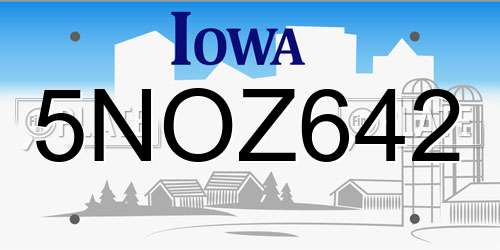 5NOZ642 Iowa License Plate